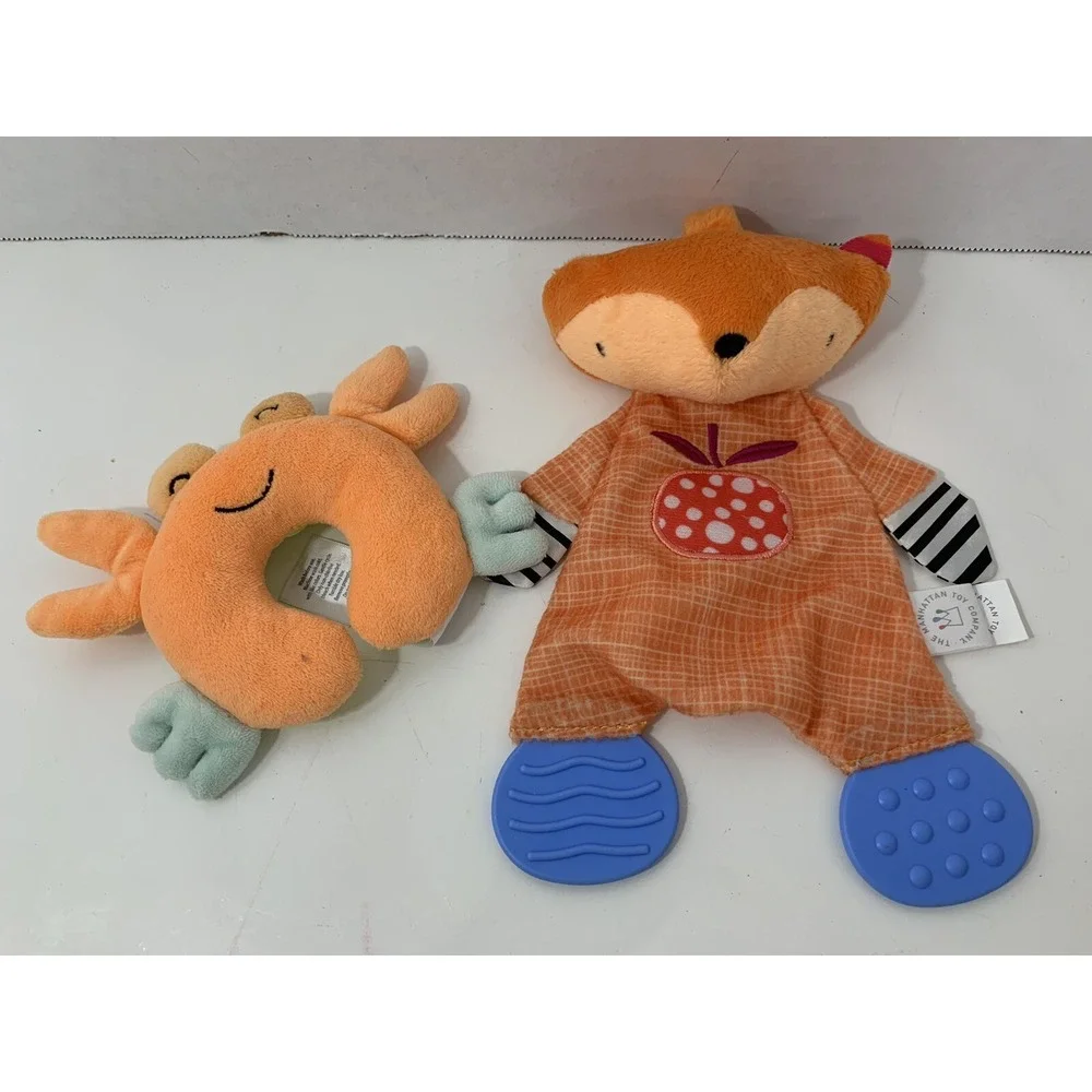 plush baby toys Manhattan fox teether lovey Boppy mini orange stuffed crab